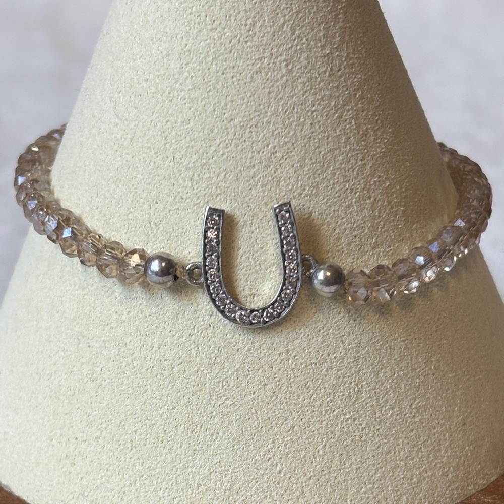 CZ Horseshoe Faceted Crystal Stretch Bracelet